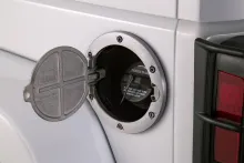 Brushed Aluminum Fuel Door For 2007-2018 Jeep Wrangler JK/JK Unlimited 2-Door/4-Door AMP Research