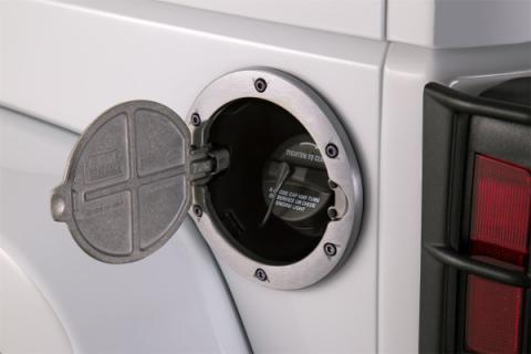 Brushed Aluminum Fuel Door For 2007-2018 Jeep Wrangler JK/JK Unlimited 2-Door/4-Door AMP Research